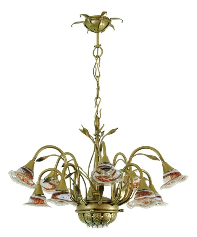 Casa Padrino Baroque wrought iron chandelier 10-burner glass hanging lamp chandelier hanging lamp ceiling lamp - Castle Chandelier Geprüft