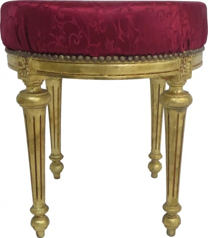Sichere Zahlung Casa Padrino Baroque Stool round stool Bordeaux red pattern fabric / Gold