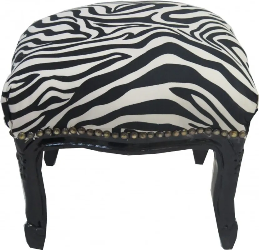 Casa Padrino Baroque footstool Zebra / Black - Antique furniture - Stool Versand Am Gleichen Tag