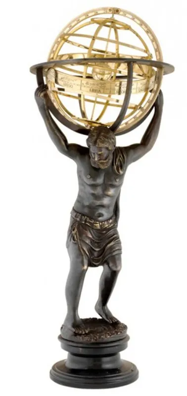 Casa Padrino luxury bronze statue Atlas with Globe on stone pedestal - Sculpture Schnäppchen