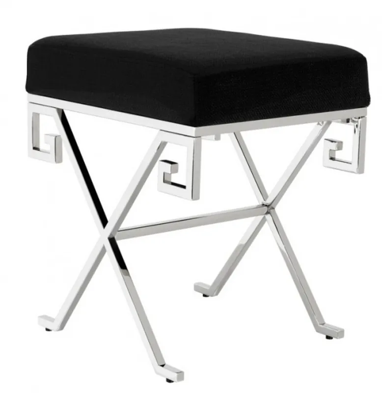 Nur Für Kurze Zeit Casa Padrino luxury seat stool steel plated - Vintage Art Deco Furniture