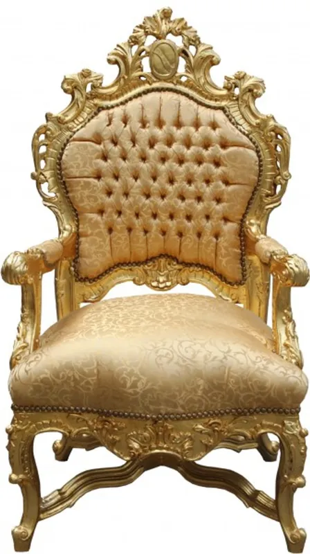 Casa Padrino Baroque luxury throne chair gold pattern / gold - unique - Baroque furniture throne King armchair - Limited Edition Finale Aktion