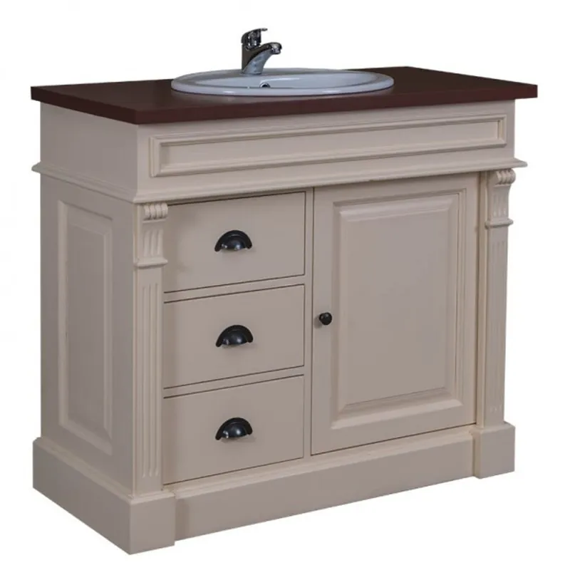 Neu Im Sortiment Casa Padrino country-style wash basin vanity washbasin incl 1 Cream / Brown - bathroom closet