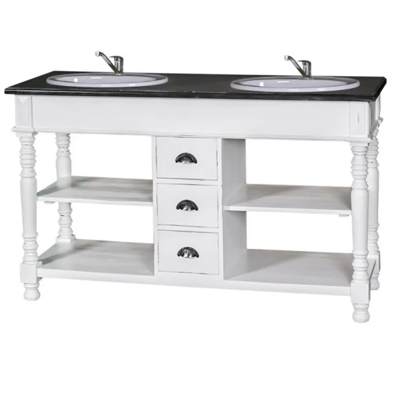 Highlight Casa Padrino country-style wash vanity washbasin incl 2 sinks with drawers San Sebastian - bathroom cabinet solid wood