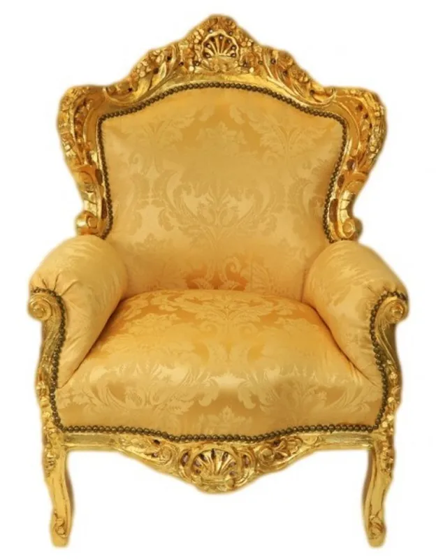 Wochenendangebot Casa Padrino Baroque Armchair King Gold Pattern / Gold Bouquet - furniture antique style