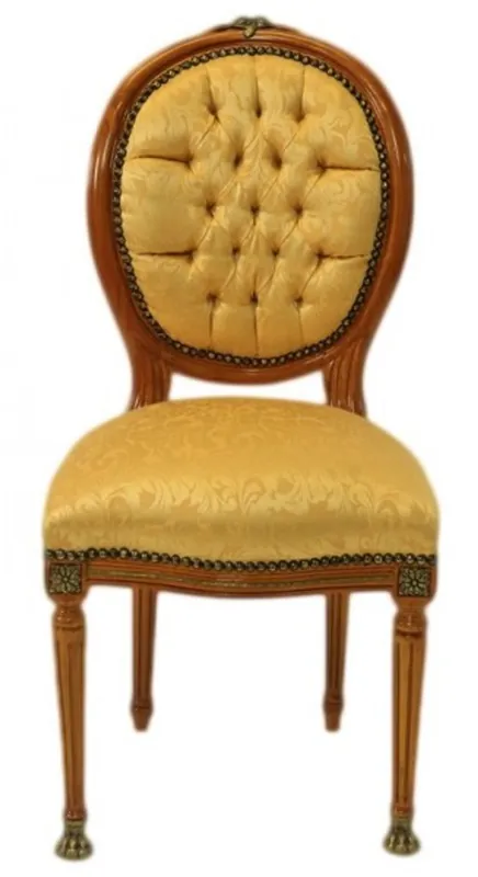 Casa Padrino Baroque luxury dining room chair Medallion Gold Pattern / Light Mahogany - antique style - furniture Rabatt