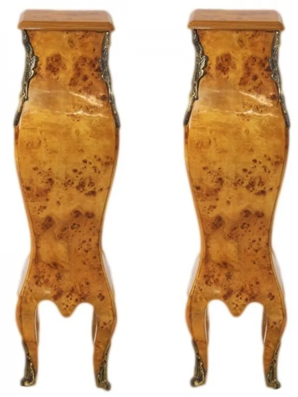 Casa Padrino Baroque columns Set burl wood optics - Side Set - column (2 pcs) Highlight