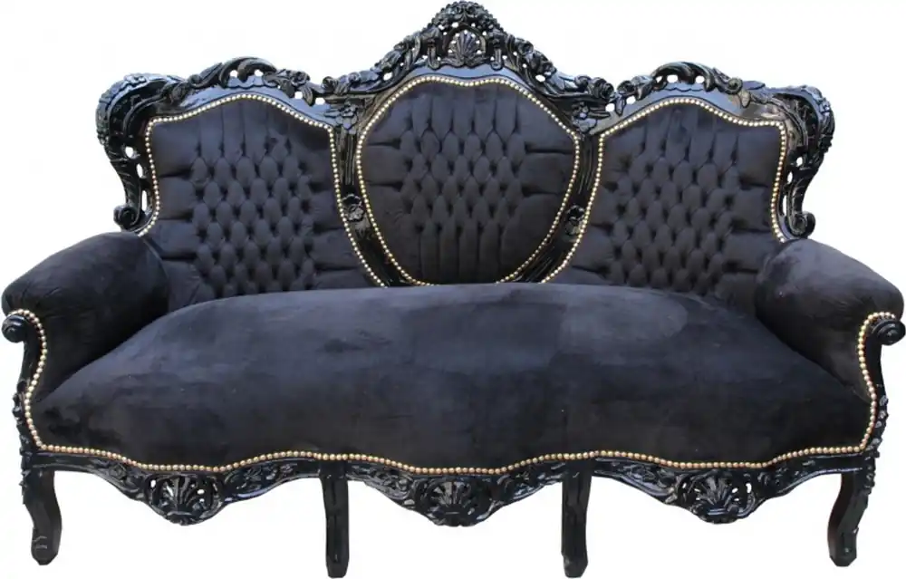 Wochenendangebot Casa Padrino Baroque Sofa King Black / Black - living room couch lounge