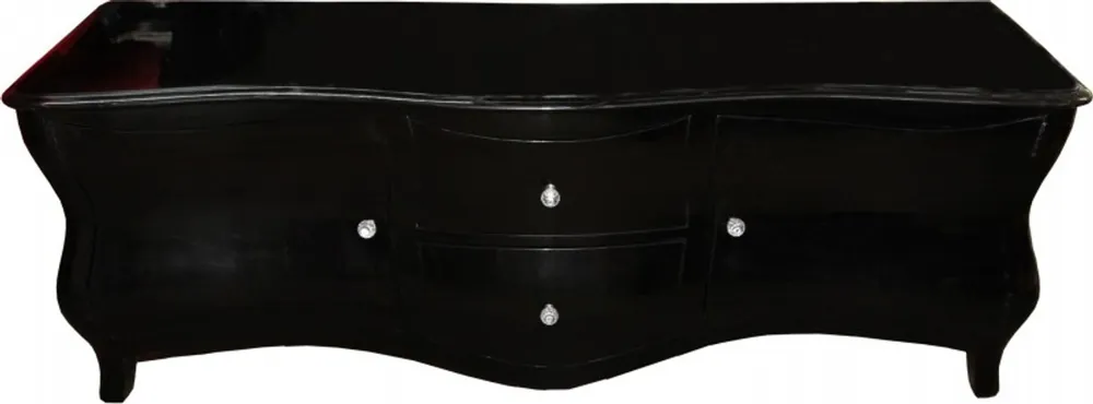 Casa Padrino baroque TV dresser Black high gloss 173 cm - TV cabinet - sideboard - unique! Top-Angebot
