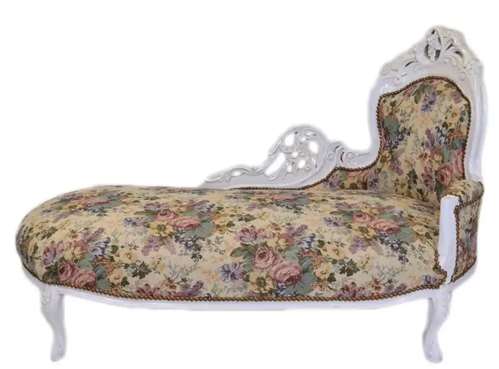 Versand Am Gleichen Tag Casa Padrino baroque chaise longue flower pattern / Antique White - Furniture Lounge deck Recamiere