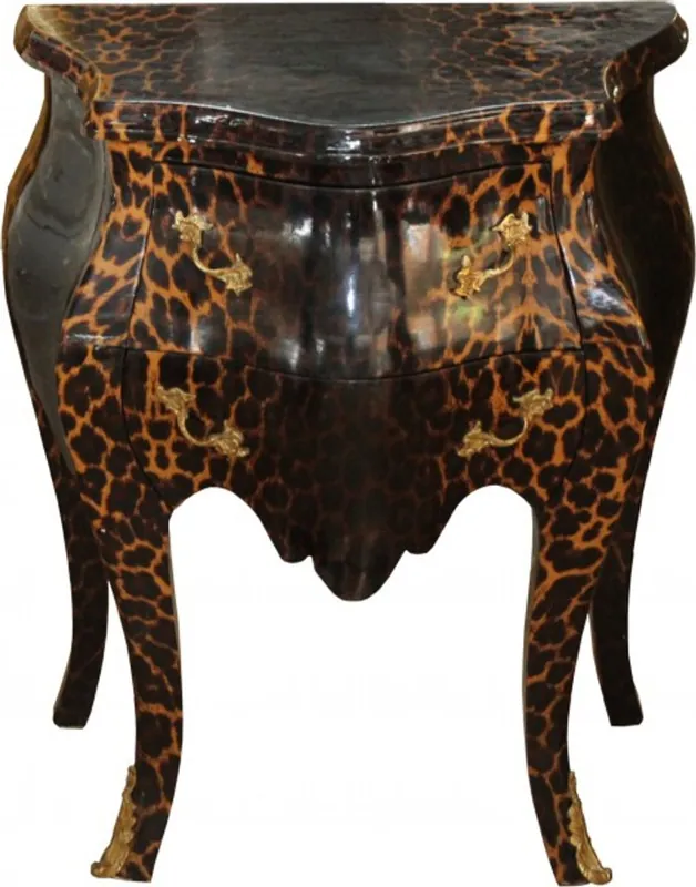 Casa Padrino Baroque Commode Leopard H 71 cm, W 60 cm, D 38 cm - bedside table Geprüft