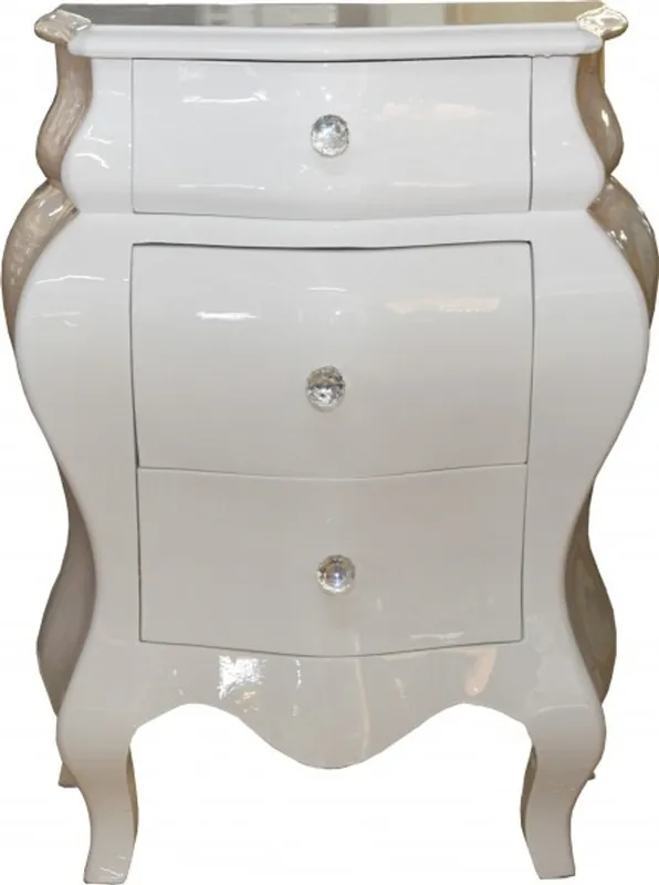 Direktkauf Casa Padrino Baroque Commode glossy white H 72 cm, W 57 cm - Bedside console