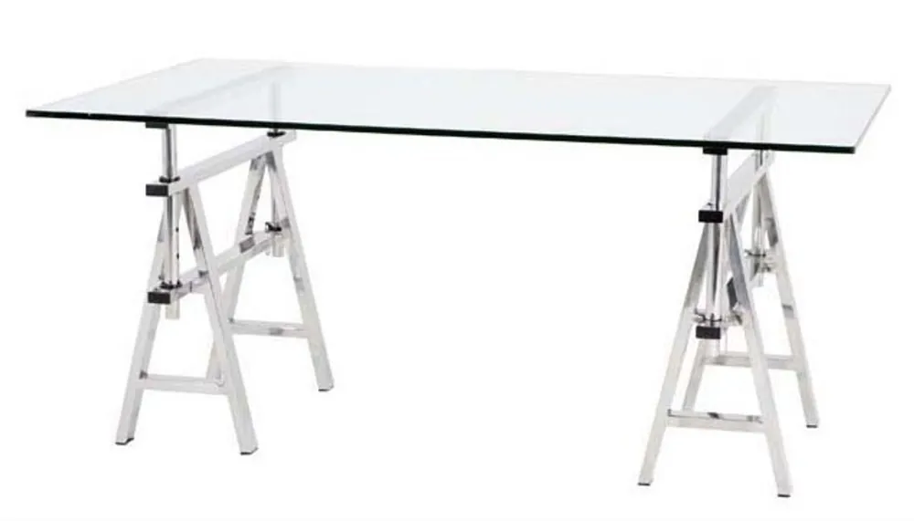 Letzte Chance Casa Padrino luxury desk / secretary glass / silver Architect Art Deco