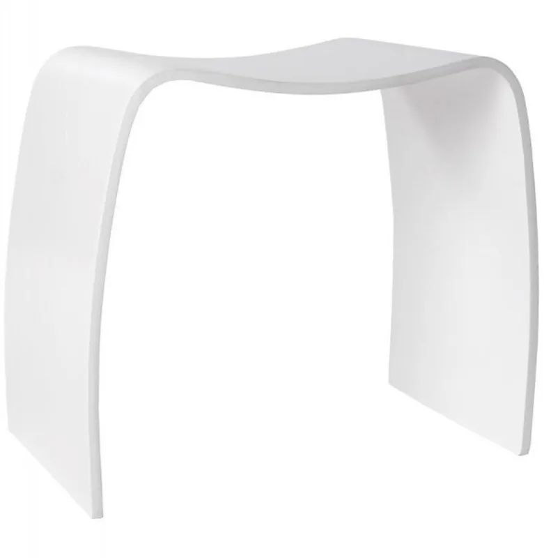Expressversand Casa Padrino Design stool Wooden White Wave - Lounge Furniture