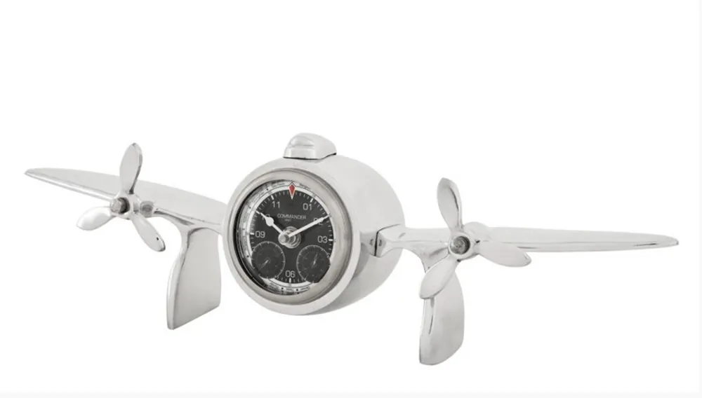 Billig Casa Padrino designer luxury desk clock made of aluminum silver color - Edel & Sumptuously - Table clock