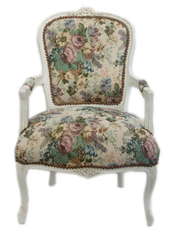 Echt Casa Padrino Baroque Salon Chair Flower Pattern / Antique White - Antique Furniture Design