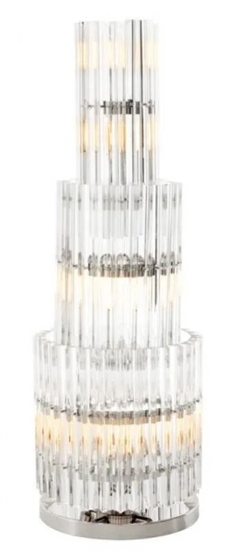 Casa Padrino luxury table lamp Icicle glass / Nickel Finish - Light - Luxury Collection Letzte Chance