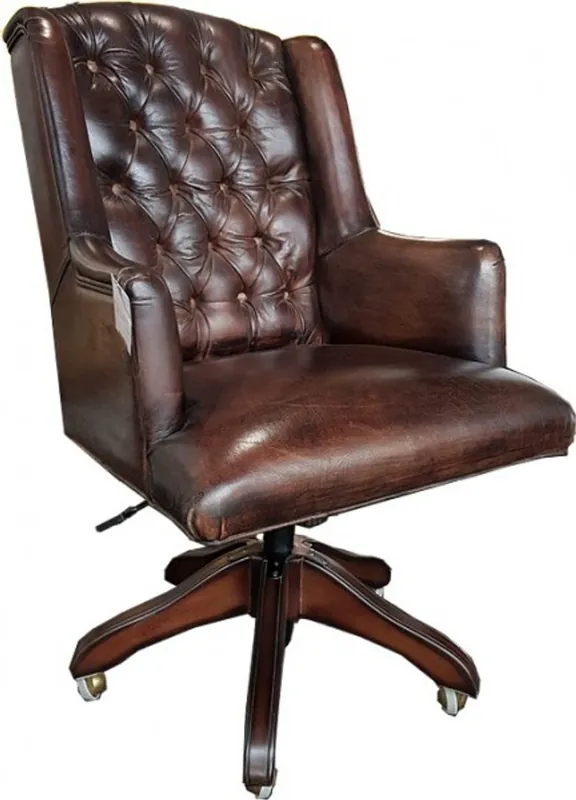 Casa Padrino luxury leather executive chair office chair dark brown swivel desk chair - head office Direkt Vom Hersteller