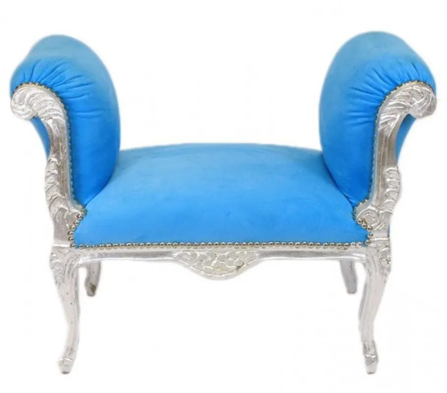 Casa Padrino Baroque stool skyblue / silver - bench Knallerangebot