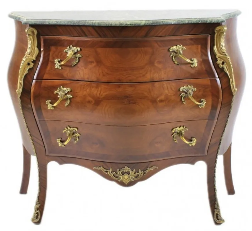 Schneller Versand French Baroque chest brown with a green marble top 3 drawers of Casa Padrino