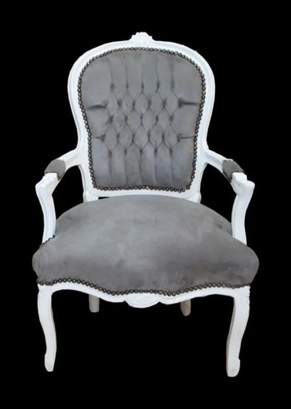 Casa Padrino Baroque Salon Chair grey / white - Mod1 Top-Angebot