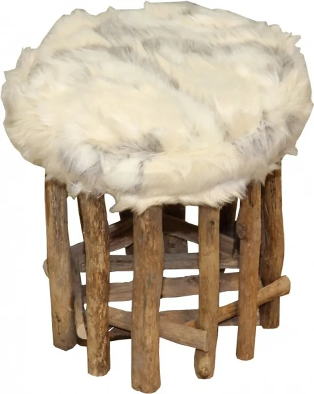Casa Padrino Design stool Fell optics Light height 35 cm, diameter 33 cm - ottoman stool Highlight