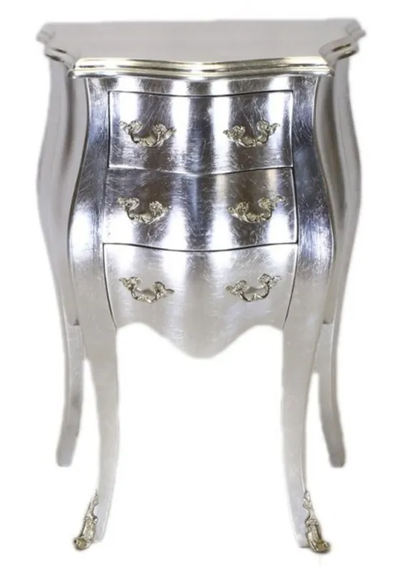 Casa Padrino Baroque chest silver H 70 cm, W 50 cm - bedside cabinet with 3 drawers Super-Preis