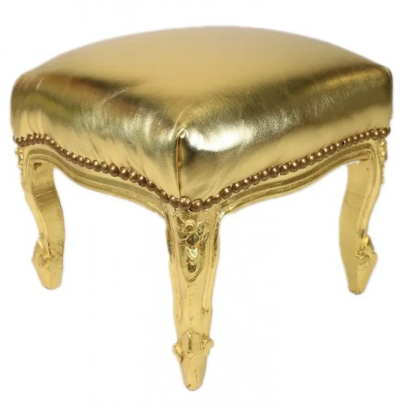 Casa Padrino Baroque ottoman gold leather look / Gold - Antique furniture - Stool Online Kaufen