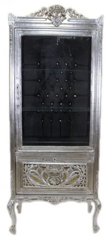 Casa Padrino Baroque showcase Silver / Black - display cabinet - living room cabinet glass cabinet Markenprodukt