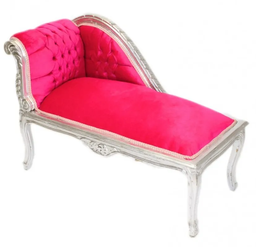 Zertifiziert Casa Padrino baroque chaise Children Pink / Silver Mod2 - Tron baroque furniture