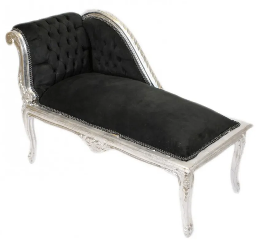 Solange Der Vorrat Reicht Casa Padrino baroque chaise Children Black / Silver Mod2 - Tron baroque furniture
