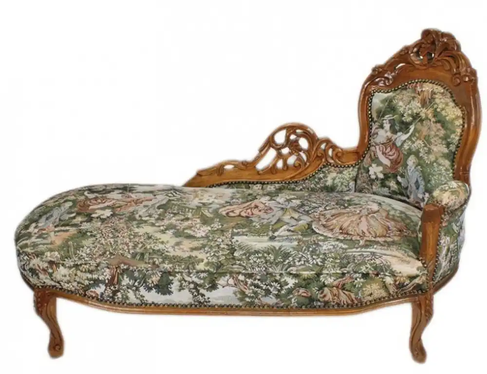 Casa Padrino baroque chaise tapestry pattern / Brown - Antique style furniture Lounge deck Recamiere Solange Der Vorrat Reicht