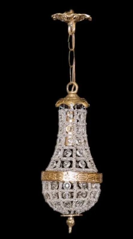 Finale Aktion Casa Padrino Baroque hanging lamp glass crystal / gold - height 30 cm, diameter 10 cm - ceiling lamp antique style