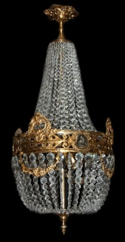 Must-Have Casa Padrino Baroque hanging lamp glass crystal / gold - height 90 cm, diameter 40 cm - ceiling lamp antique style