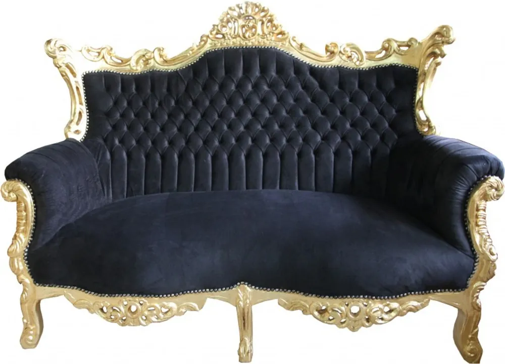 Top-Angebot Casa Padrino Baroque 2-seater sofa Master Black / Gold - Antique furniture