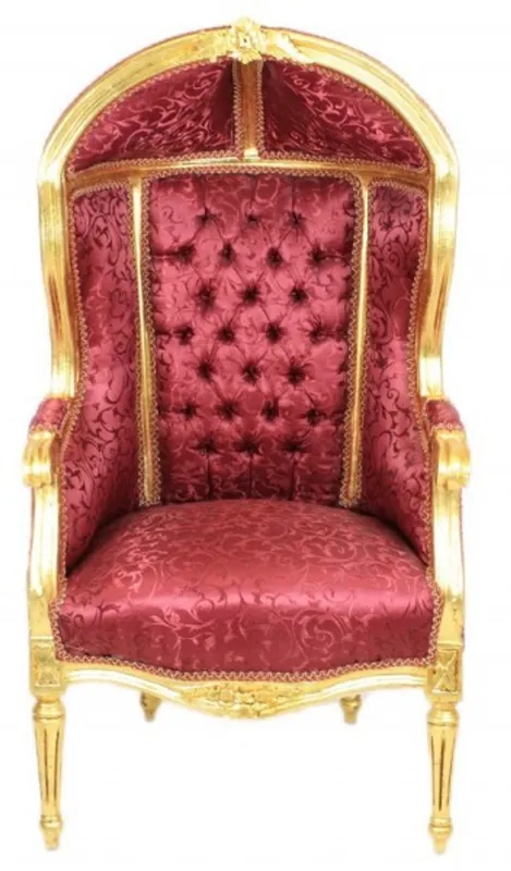 Casa Padrino Baroque Children throne Bordeaux Pattern / Gold - Ballon armchair baroque furniture Sichere Zahlung