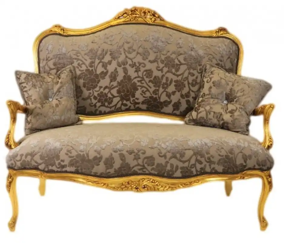 Casa Padrino Baroque sofa Grey Khaki Pattern / Gold - Italian style - baroque furniture Direktkauf