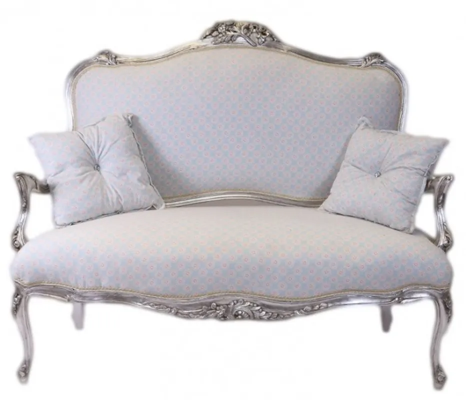 Casa Padrino baroque white-blue pattern / silver - Italian style - baroque furniture Sale