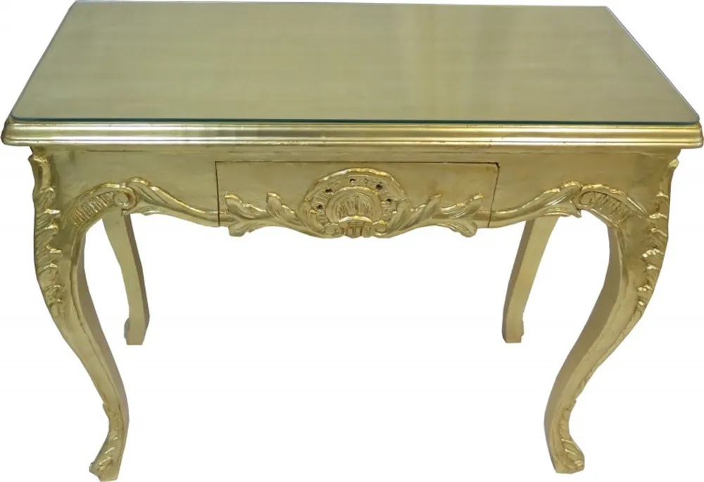 Zertifiziert Casa Padrino Baroque console table with drawers Gold ladies dressing table - antique style - baroque furniture