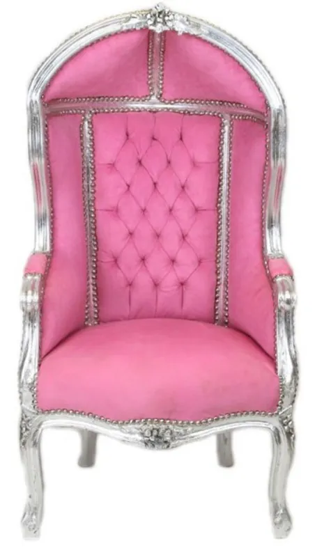 Expressversand Casa Padrino Baroque Children throne Rose / Silver - Ballon armchair baroque furniture