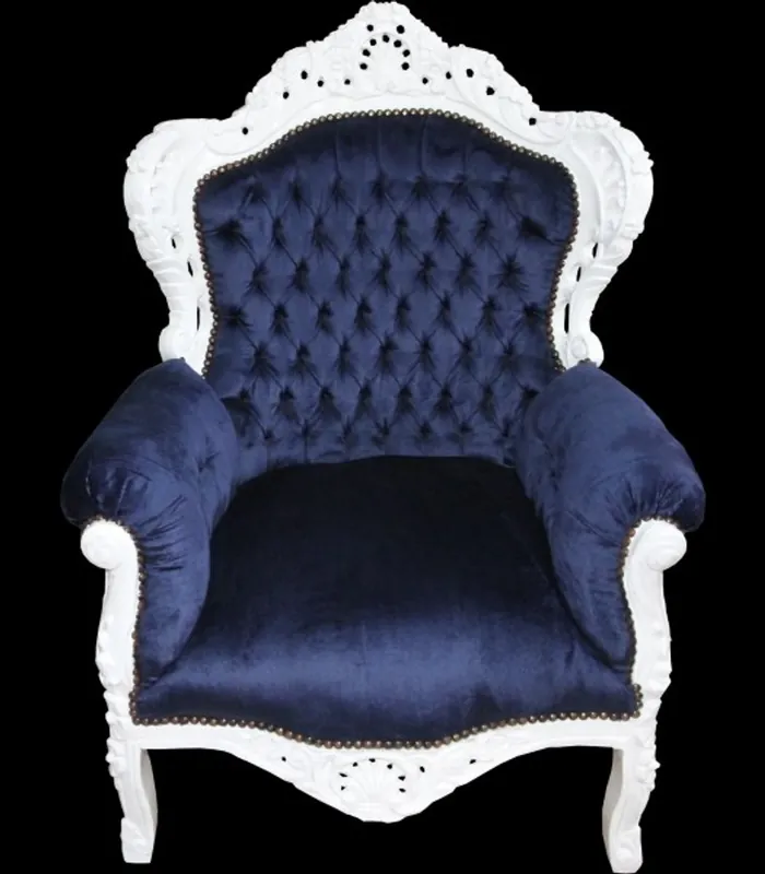 Top-Seller Casa Padrino Baroque Armchair "King" Royal Blue / White