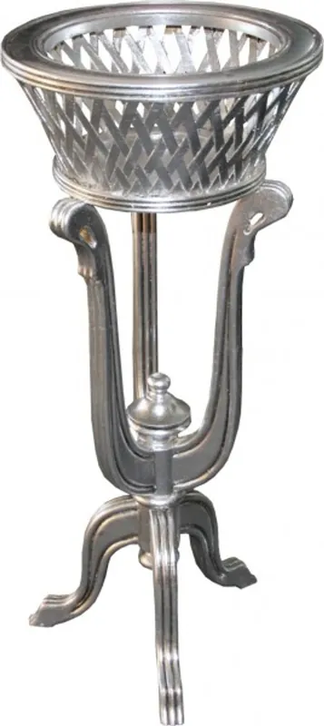 Casa Padrino Baroque plant pot stand made of wood silver antique look - Flower pot stand, flower stand Must-Have
