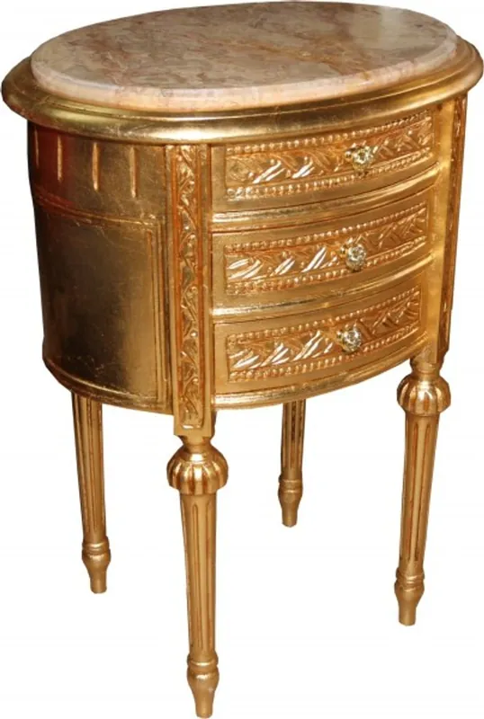 Top-Seller Casa Padrino Baroque Commode gold with marble top H 70 cm, W 52 cm - Bedside console