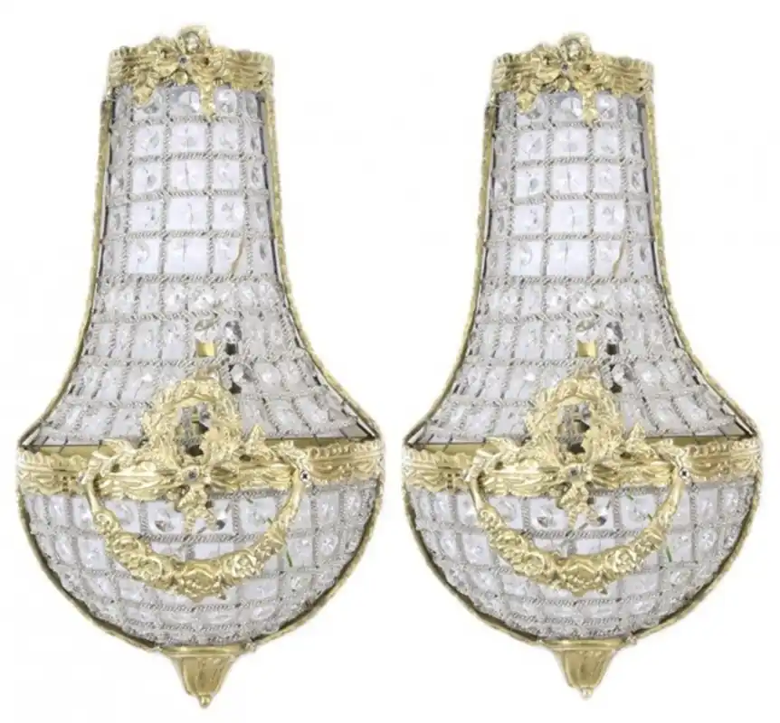 Casa Padrino Baroque Wall Lights Set Crystal Gold - wall lamp Wall lights Rabatt