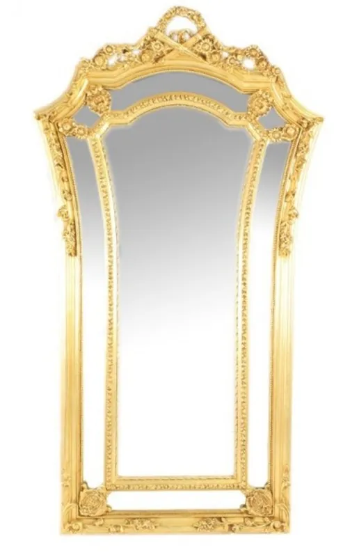 Wochenendangebot Giant Casa Padrino luxury Baroque wall mirror Venice Gold 210 x 115 cm - solid and heavy - Golden Mirror