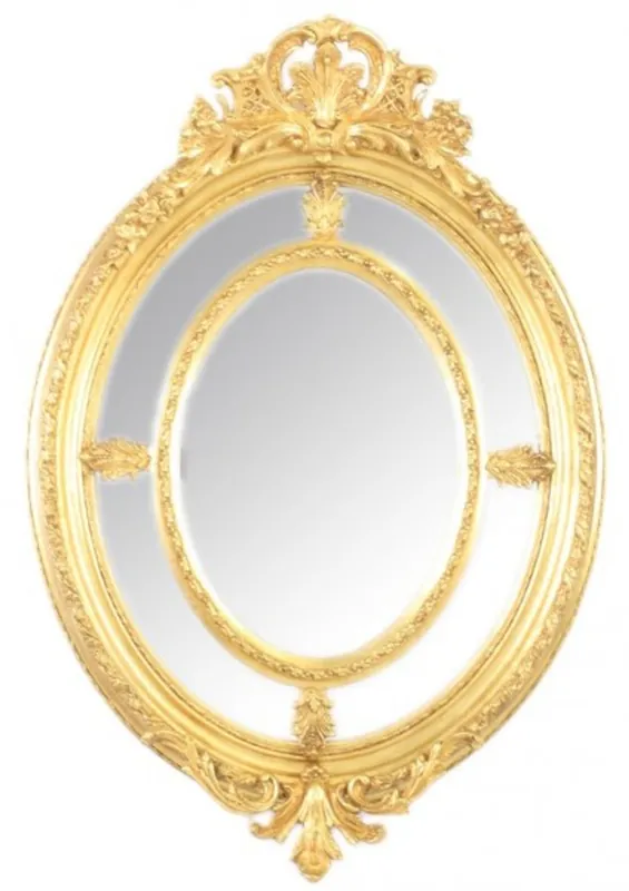 Casa Padrino Baroque wall mirror Oval Gold 100 x 150 cm - Edel & Sumptuously - Golden Mirror Sonderangebot