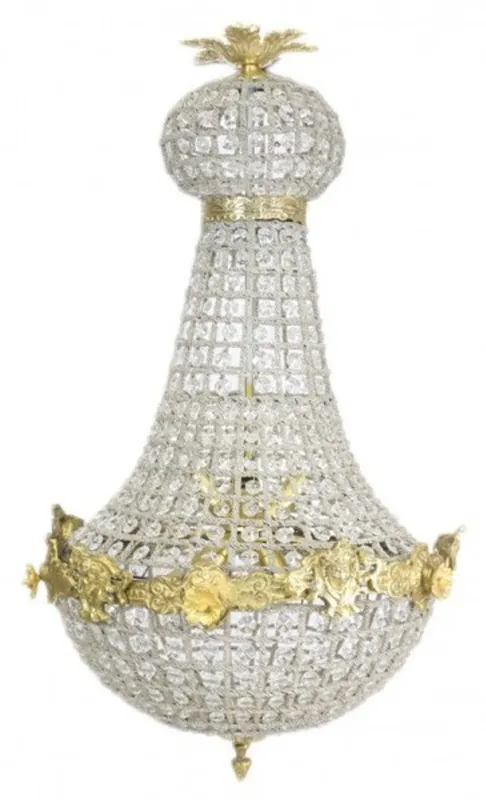 Casa Padrino Baroque chandelier with gold glass crystals 75 x 40 cm antique style - furniture chandelier chandelier hanging lamp hanging lamp Abverkauf
