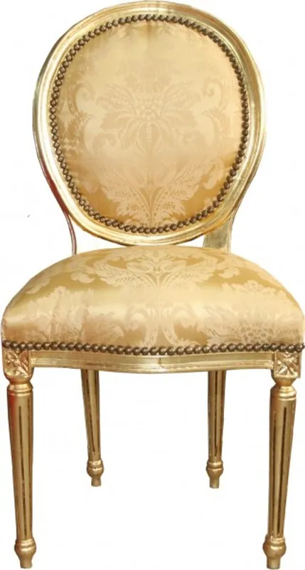 Billig Casa Padrino Baroque Dinner Chair Gold Floral Pattern / Gold Mod2 Round