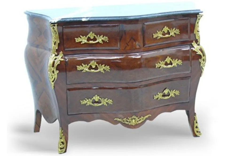 Preiswert Casa Padrino Baroque Chest marble topped mahogany brown with golden metal applications 123 cm - Hotel Collection