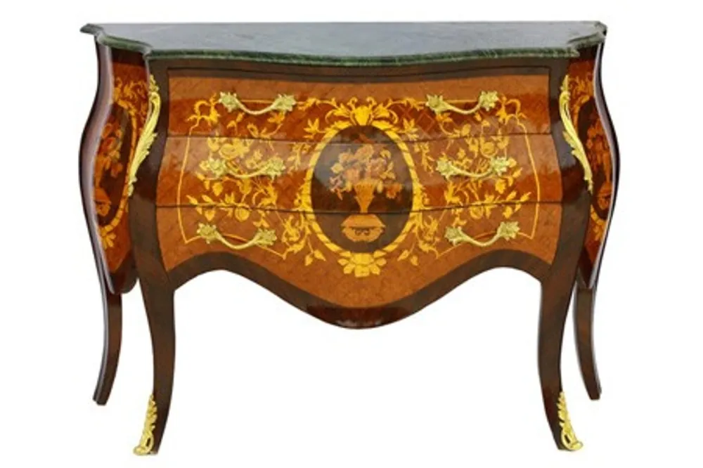 Casa Padrino Baroque Chest marble topped mahogany brown with golden metal applications 121 cm - Hotel Collection Sonderaktion